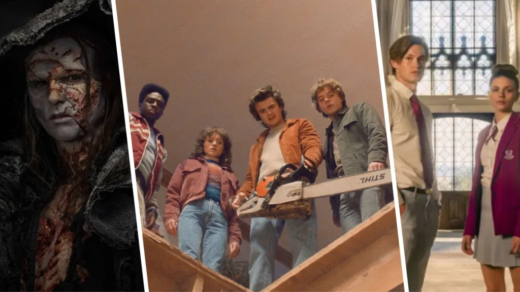 Los mejores estrenos en plataformas de noviembre 2025. En la imagen: Frankenstein de Guillermo del Toro, temporada 5 de Stranger Things y temporada 2 de Maxton Hall.